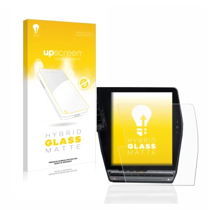 Vorderseite einer Produktverpackung mit dem Markenlogo upscreen. Daneben ist das Gerät Renault Megane E-Tech openR Link 12" mi