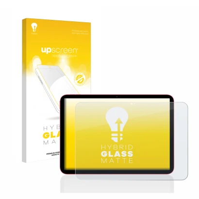 Vorderseite einer Produktverpackung mit dem Markenlogo upscreen. Daneben ist das Gerät Apple iPad 10.9" WiFi 2022 (10. Gen.) m