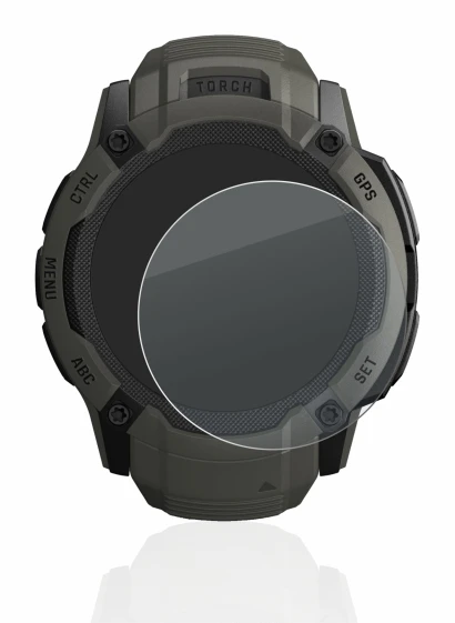 Abbildung des Geräts Garmin Instinct 2X Solar mit einer Vielzahl des Displayschutzes.