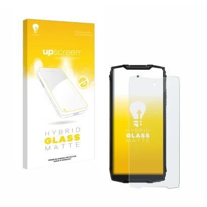 Vorderseite einer Produktverpackung mit dem Markenlogo upscreen. Daneben ist das Gerät Blackview BV9300 mit dem zugehörigen Di