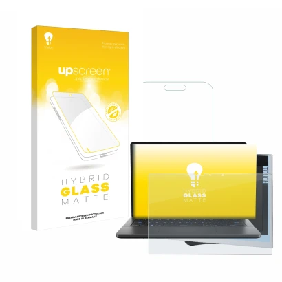 Vorderseite einer Produktverpackung mit dem Markenlogo upscreen. Daneben ist das Gerät ASUS ROG Zephyrus G14 2024 GA403 mit de