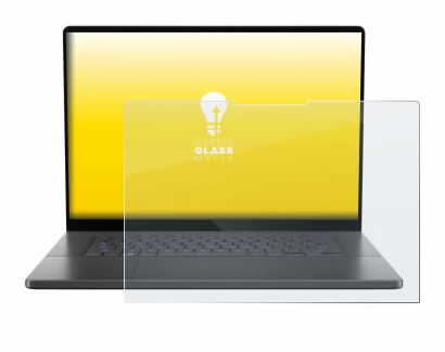 Abbildung des Geräts ASUS ROG Zephyrus G16 2024 mit einer Vielzahl des Displayschutzes.