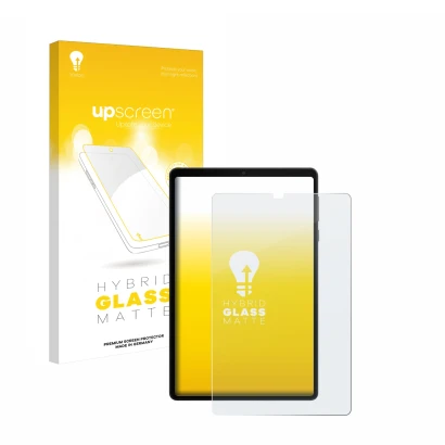 Vorderseite einer Produktverpackung mit dem Markenlogo upscreen. Daneben ist das Gerät Lenovo Legion Tab mit dem zugehörigen D