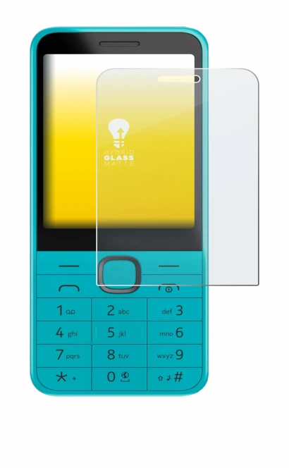 Abbildung des Geräts Nokia 235 4G (2024) mit einer Vielzahl des Displayschutzes.