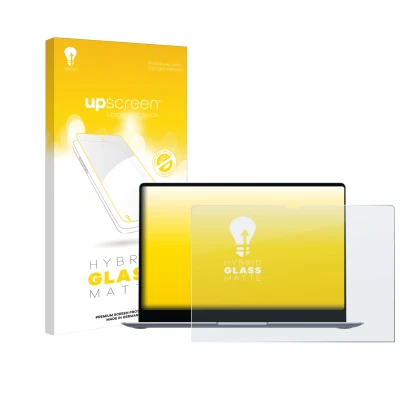 Vorderseite einer Produktverpackung mit dem Markenlogo upscreen. Daneben ist das Gerät Samsung Galaxy Book4 Edge 14