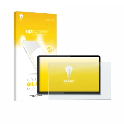 Vorderseite einer Produktverpackung mit dem Markenlogo upscreen. Daneben ist das Gerät Lenovo Tab Plus mit dem zugehörigen Dis