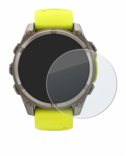 Abbildung des Geräts Garmin Fenix 8 Solar (47 mm) mit einer Vielzahl des Displayschutzes.