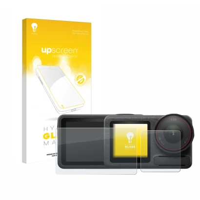 Vorderseite einer Produktverpackung mit dem Markenlogo upscreen. Daneben ist das Gerät DJI Osmo Action 5 Pro mit dem zugehörig