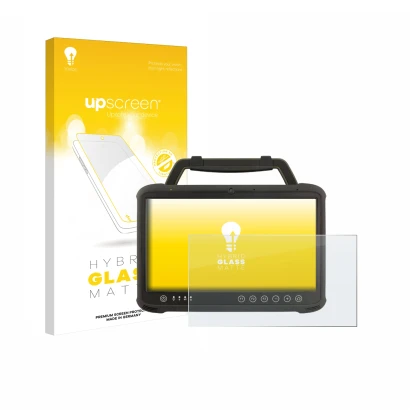 Vorderseite einer Produktverpackung mit dem Markenlogo upscreen. Daneben ist das Gerät Winmate M133WK mit dem zugehörigen Disp