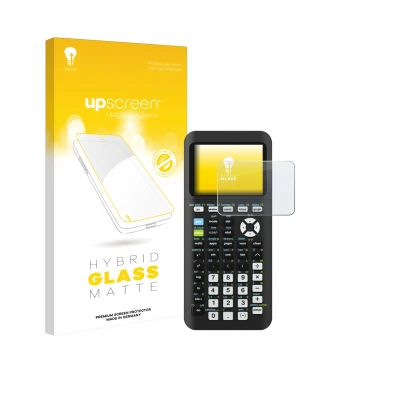 Vorderseite einer Produktverpackung mit dem Markenlogo upscreen. Daneben ist das Gerät Texas Instruments TI-84 Plus CE-T Pytho