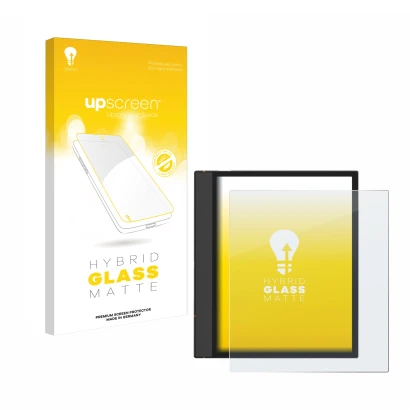 Vorderseite einer Produktverpackung mit dem Markenlogo upscreen. Daneben ist das Gerät Boox Note Air 4 C mit dem zugehörigen D