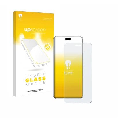 Vorderseite einer Produktverpackung mit dem Markenlogo upscreen. Daneben ist das Gerät Huawei Nova 13 Pro mit dem zugehörigen 