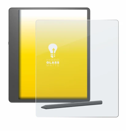 Abbildung des Geräts Amazon Kindle Scribe 2024 mit einer Vielzahl des Displayschutzes.
