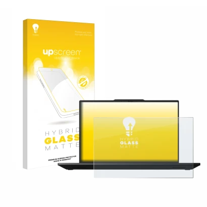 Vorderseite einer Produktverpackung mit dem Markenlogo upscreen. Daneben ist das Gerät Lenovo ThinkPad P14s Gen 5 14.5" mit de