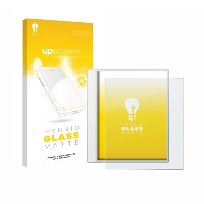 Vorderseite einer Produktverpackung mit dem Markenlogo upscreen. Daneben ist das Gerät Boox Note Max mit dem zugehörigen Displ