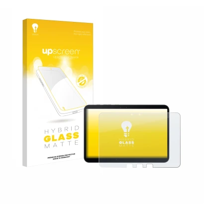 Vorderseite einer Produktverpackung mit dem Markenlogo upscreen. Daneben ist das Gerät Samsung Galaxy Tab Active 5 Pro mit dem