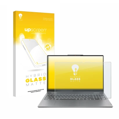 Vorderseite einer Produktverpackung mit dem Markenlogo upscreen. Daneben ist das Gerät Lenovo IdeaPad 5 2-in-1 Gen 10 16" mit 