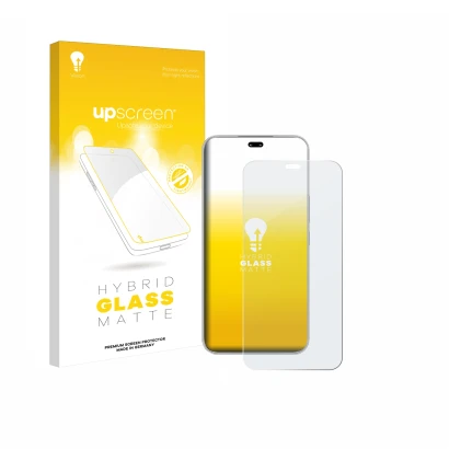 Vorderseite einer Produktverpackung mit dem Markenlogo upscreen. Daneben ist das Gerät Honor 400 Pro mit dem zugehörigen Displ