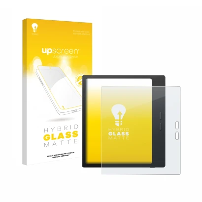 Vorderseite einer Produktverpackung mit dem Markenlogo upscreen. Daneben ist das Gerät Boox Go Color 7 Gen II mit dem zugehöri