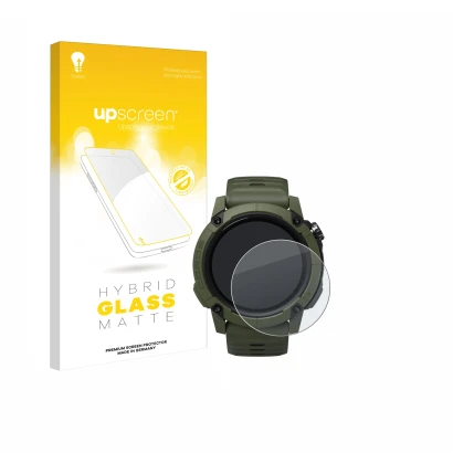 Vorderseite einer Produktverpackung mit dem Markenlogo upscreen. Daneben ist das Gerät Coros NOMAD mit dem zugehörigen Display