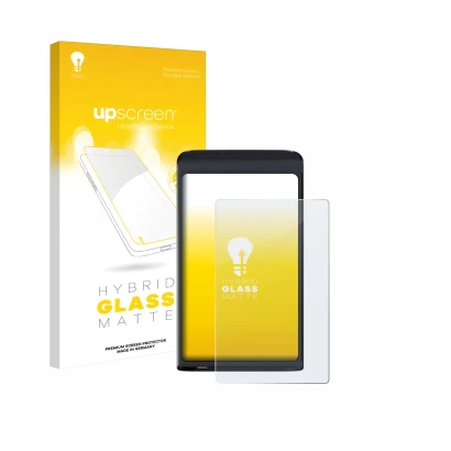 Vorderseite einer Produktverpackung mit dem Markenlogo upscreen. Daneben ist das Gerät Vasco Translator Q1 mit dem zugehörigen