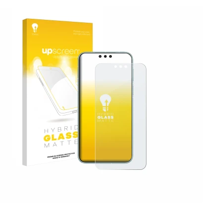 Vorderseite einer Produktverpackung mit dem Markenlogo upscreen. Daneben ist das Gerät Huawei Mate 80 Pro Max mit dem zugehöri