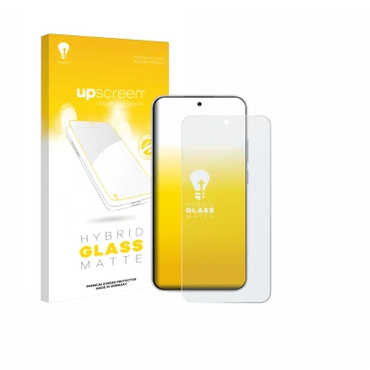 Vorderseite einer Produktverpackung mit dem Markenlogo upscreen. Daneben ist das Gerät Xiaomi Redmi Note 15 Pro mit dem zugehö