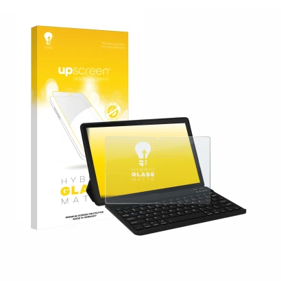 Vorderseite einer Produktverpackung mit dem Markenlogo upscreen. Daneben ist das Gerät Laptok YXPA7LBK 11