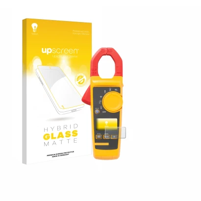 Vorderseite einer Produktverpackung mit dem Markenlogo upscreen. Daneben ist das Gerät Fluke 325 mit dem zugehörigen Displaysc