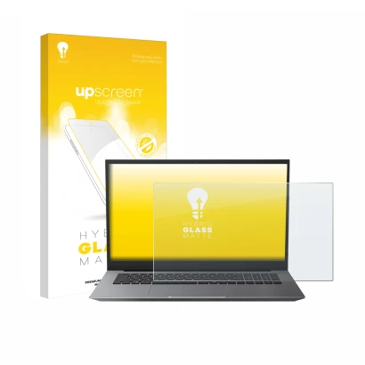 Vorderseite einer Produktverpackung mit dem Markenlogo upscreen. Daneben ist das Gerät Blackview Acebook 10 18.5" mit dem zuge