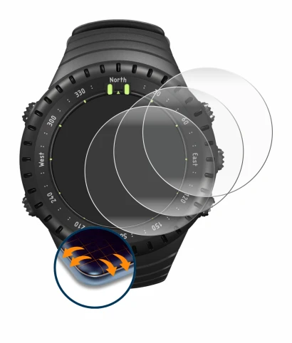 Abbildung des Geräts Suunto Core All Black mit einer Vielzahl des Displayschutzes.