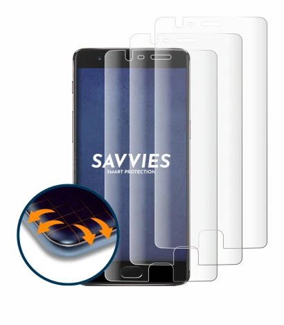 Abbildung des Geräts OnePlus 3T mit einer Vielzahl des Displayschutzes.