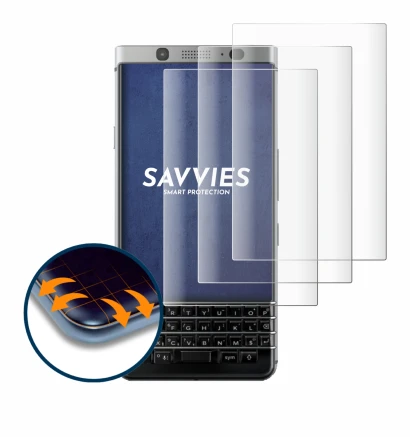 Abbildung des Geräts BlackBerry Keyone mit einer Vielzahl des Displayschutzes.