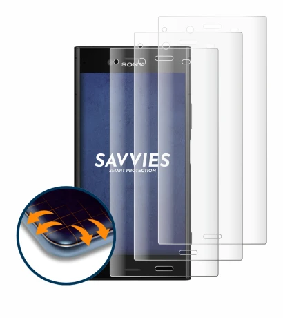 Abbildung des Geräts Sony Xperia XZ1 mit einer Vielzahl des Displayschutzes.