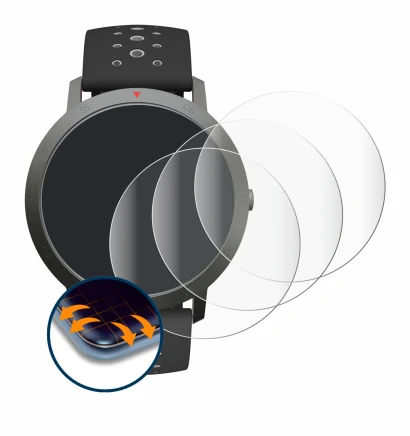 Abbildung des Geräts Withings Steel HR Sport (40 mm) mit einer Vielzahl des Displayschutzes.