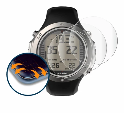 Abbildung des Geräts Suunto D6I Novo mit einer Vielzahl des Displayschutzes.