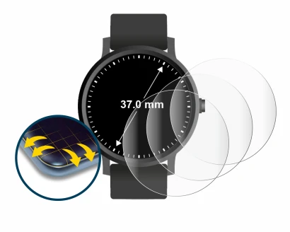 Abbildung des Geräts Kreisrunde Displays (ø: 37 mm) mit einer Vielzahl des Displayschutzes.