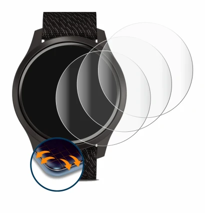 Abbildung des Geräts Garmin vivomove Style (42 mm) mit einer Vielzahl des Displayschutzes.