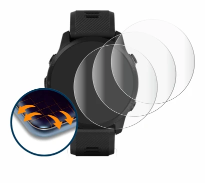 Abbildung des Geräts Garmin Forerunner 945 LTE mit einer Vielzahl des Displayschutzes.