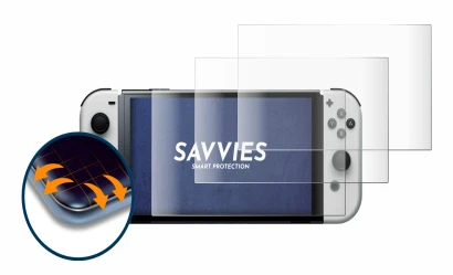 Abbildung des Geräts Nintendo Switch OLED-Modell mit einer Vielzahl des Displayschutzes.