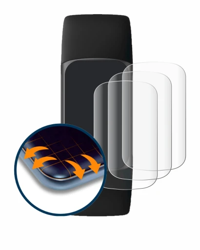 Abbildung des Geräts Fitbit Charge 5 mit einer Vielzahl des Displayschutzes.