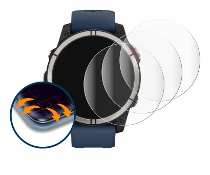 Abbildung des Geräts Garmin quatix 7 mit einer Vielzahl des Displayschutzes.