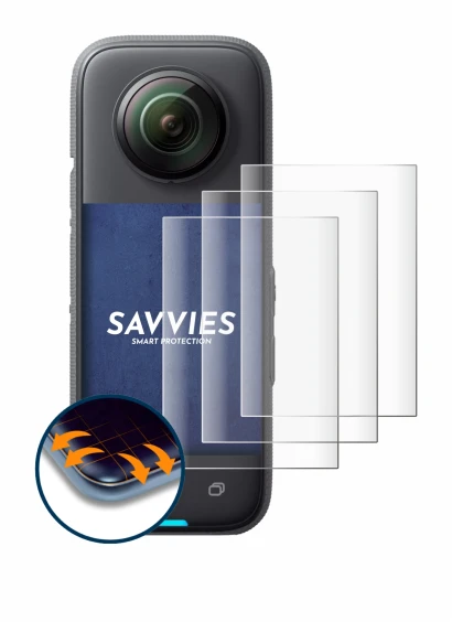 Abbildung des Geräts Insta360 X3 mit einer Vielzahl des Displayschutzes.