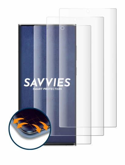 Abbildung des Geräts Samsung Galaxy S22 Ultra 5G (case-friendly) mit einer Vielzahl des Displayschutzes.