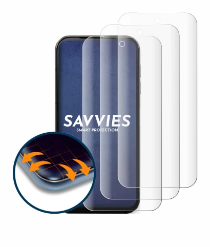 Abbildung des Geräts Fairphone 5 mit einer Vielzahl des Displayschutzes.