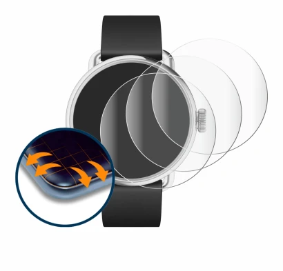 Abbildung des Geräts Withings ScanWatch 2 (38 mm) mit einer Vielzahl des Displayschutzes.