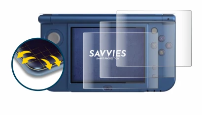 Abbildung des Geräts Nintendo New 3DS XL (Unteres Display) mit einer Vielzahl des Displayschutzes.