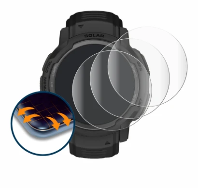 Abbildung des Geräts Garmin Instinct Crossover AMOLED mit einer Vielzahl des Displayschutzes.