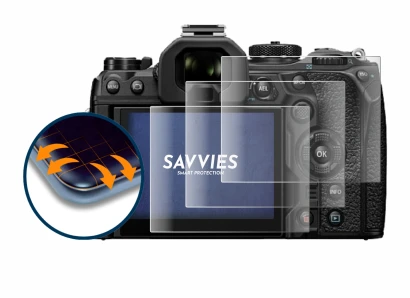 Abbildung des Geräts Olympus OM System OM-1 Mark II mit einer Vielzahl des Displayschutzes.