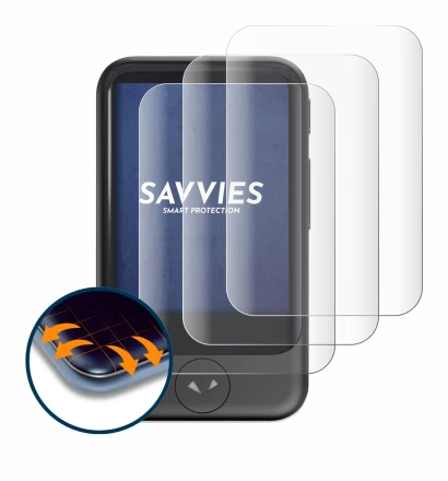 Abbildung des Geräts Pocketalk S mit einer Vielzahl des Displayschutzes.